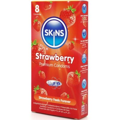 Alternative view of SKINS - PRESERVATIVOS PREMIUM DE MORANGO - PACOTE COM 8