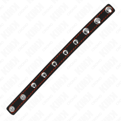 Kink - anel de couro para pênis com fecho de pressão forro vermelho 21 x 1,5 cm kink ring power caliente. Pt
