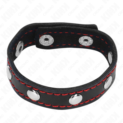 Kink - anel de couro para pênis com fecho de pressão forro vermelho 21 x 1,5 cm kink ring power caliente. Pt