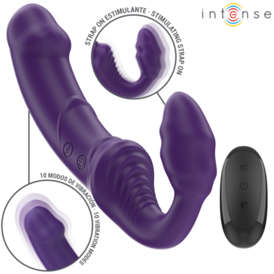 Alternative view of INTENSE - JILL VIBRADOR DUPLO 20 CM ROXO CONTROLE REMOTO