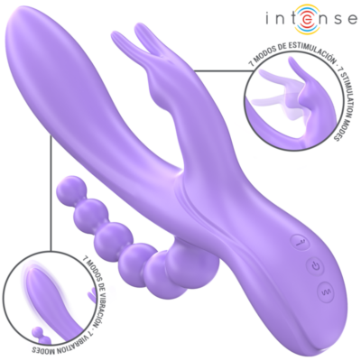 Alternative view of INTENSE - MIKO TRIPLO VIBRADOR COELHO & ESTIMULADOR & ANAL 7 VIBRAÇÕES ROXO