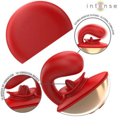 Alternative view of INTENSE - VIBRADOR E ESTIMULADOR MARIAH EM FORMATO U 10 VIBRAÇÕES VERMELHO
