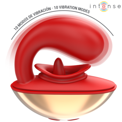INTENSE - VIBRADOR E ESTIMULADOR MARIAH EM FORMATO U 10 VIBRAÇÕES VERMELHO 11 Embalagem: caixa intense fun caliente. Pt