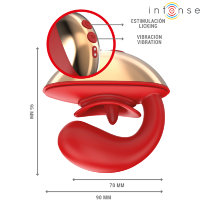 INTENSE - VIBRADOR E ESTIMULADOR MARIAH EM FORMATO U 10 VIBRAÇÕES VERMELHO 12 Embalagem: caixa intense fun caliente. Pt