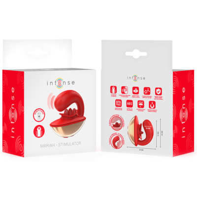 INTENSE - VIBRADOR E ESTIMULADOR MARIAH EM FORMATO U 10 VIBRAÇÕES VERMELHO 15 Embalagem: caixa intense fun caliente. Pt