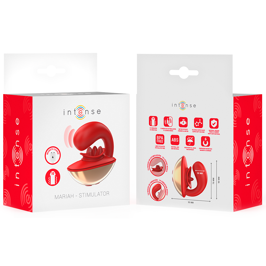 INTENSE - VIBRADOR E ESTIMULADOR MARIAH EM FORMATO U 10 VIBRAÇÕES VERMELHO 8 Intense - vibrador e estimulador mariah em formato u 10 vibrações vermelho - image 8