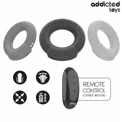 Addicted toys - anel pênico vibrante com efeito de aquecimento e controle remoto addicted toys caliente. Pt