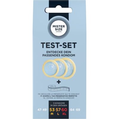 MISTER SIZE - KIT DE TESTE COM 3 CAMISINHAS DE TAMANHOS DIFERENTES + FITA MÉTRICA