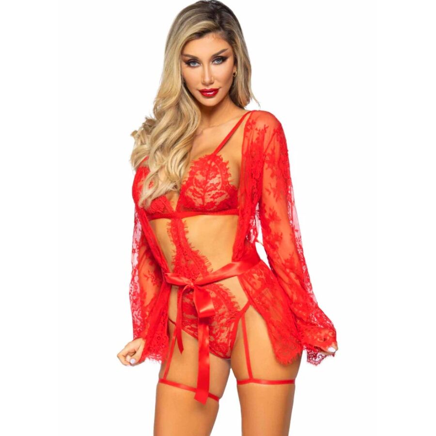 LEG AVENUE - 86123 CONJUNTO DE ROBE COM CALCINHA E LIGA VERMELHO TAMANHO S 1 Leg avenue - 86123 conjunto de robe com calcinha e liga vermelho tamanho s