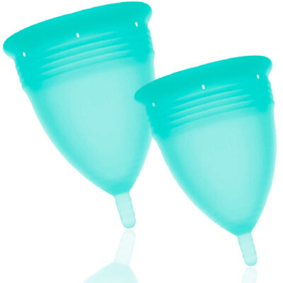 Alternative view of STERCUP - PACOTE DE COPO MENSTRUAL DE SILICONE FDA TAMANHO S + L AQUAMARINE