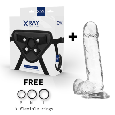 Alternative view of X RAY - ARNÊS + DILDO TRANSPARENTE COM BOLAS 20 CM -O- 4.5 CM