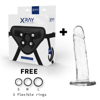 Alternative view of X RAY - ARNÊS + DILDO TRANSPARENTE 18 CM -O- 4 CM