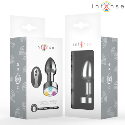 Intense - plug anal de metal vibrante com luzes led e controle remoto - tamanho s intense anal toys caliente. Pt
