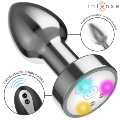 Alternative view of INTENSE - PLUG ANAL DE METAL VIBRANTE COM LUZES LED E CONTROLE REMOTO - TAMANHO S
