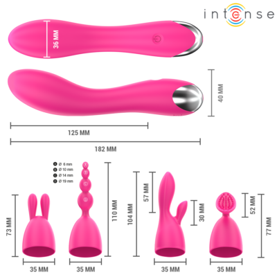 Intense - vibrador cher com 20 padrões e cabeças intercambiáveis intense fun caliente. Pt