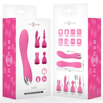 Intense - vibrador cher com 20 padrões e cabeças intercambiáveis intense fun caliente. Pt
