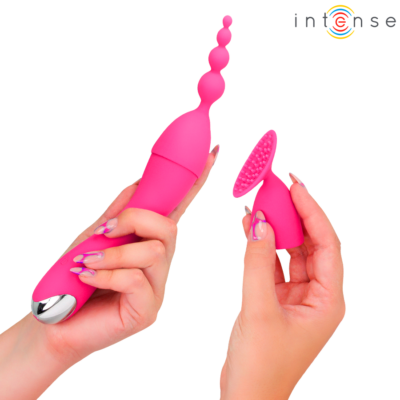 Intense - vibrador cher com 20 padrões e cabeças intercambiáveis intense fun caliente. Pt