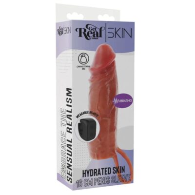 Get real - capa vibratória de silicone para pele hidratada, caramelo, 16 cm get real caliente. Pt