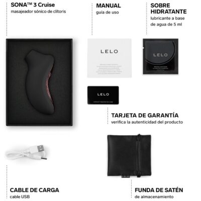 Lelo - sona 3 cruise massageador clitórico sônico preto lelo caliente. Pt