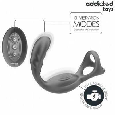 Addicted toys - anel peniano duplo para próstata com controle remoto addicted toys caliente. Pt