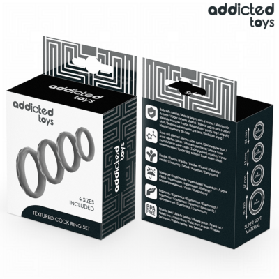 Addicted toys - conjunto de anéis penianos texturizados - 4 tamanhos addicted toys caliente. Pt