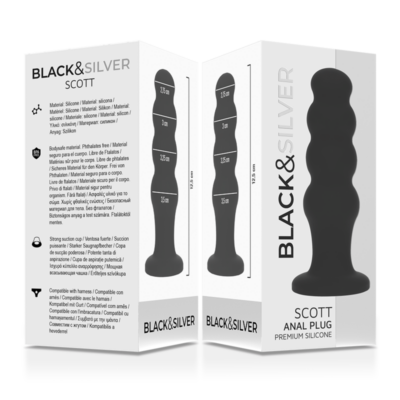 Black&silver - plug anal de silicone scott premium preto black&silver caliente. Pt