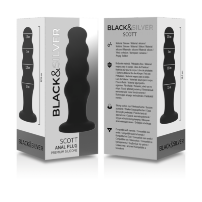 Black&silver - plug anal de silicone scott premium preto black&silver caliente. Pt