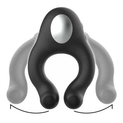 BLACK&SILVER - ANEL VIBRADOR DE SILICONE 3 MOTORES RECARREGÁVEIS PRETO 10 Black&silver - anel de galo vibrando e lambendo silicone recarregável preto black&silver caliente. Pt