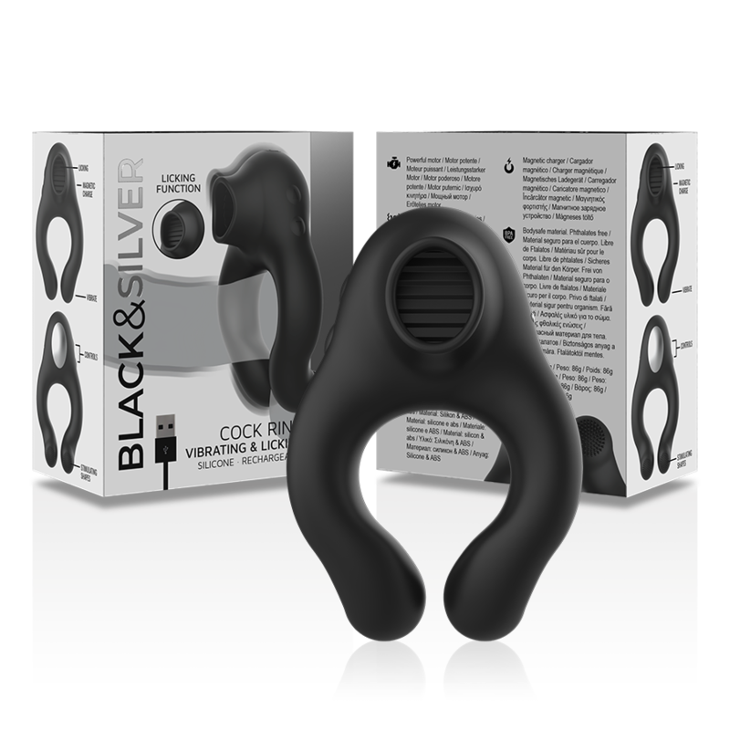 BLACK&SILVER - ANEL VIBRADOR DE SILICONE 3 MOTORES RECARREGÁVEIS PRETO 6 Black&silver - anel vibrador de silicone 3 motores recarregáveis preto - image 6