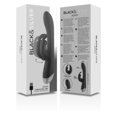 Black&silver - dj. Adam vibe estimulante silicone recarregável preto black&silver caliente. Pt
