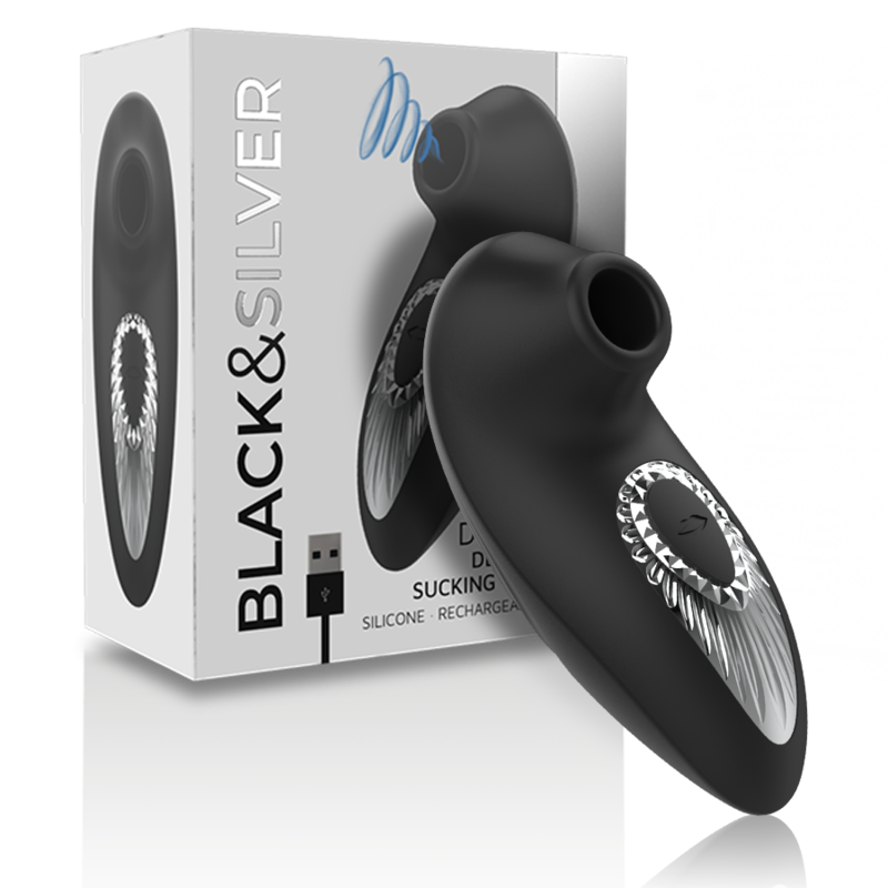 BLACK&SILVER - DRAKE DELUXE SUCKING VIBE SILICONE RECARREGÁVEL PRETO 1 Black&silver - drake deluxe sucking vibe silicone recarregável preto
