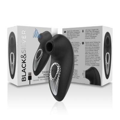 BLACK&SILVER - DRAKE DELUXE SUCKING VIBE SILICONE RECARREGÁVEL PRETO 10 Black&silver - drake deluxe sucking vibe silicone recarregável preto black&silver caliente. Pt