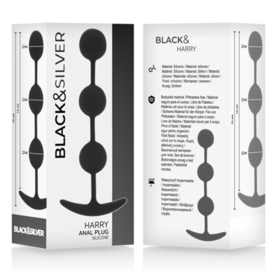 Black&silver - rosário anal harry 3 esferas de silicone 14 cm - image 5