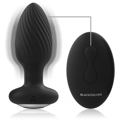 Black&silver - plug de poços silicone anal rotator controle remoto black&silver caliente. Pt