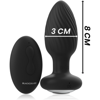 Black&silver - plug de poços silicone anal rotator controle remoto black&silver caliente. Pt