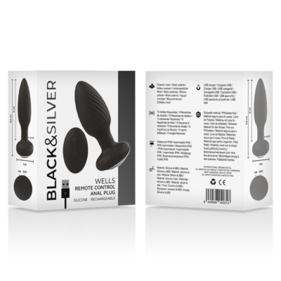 Black&silver - plug de poços silicone anal rotator controle remoto black&silver caliente. Pt