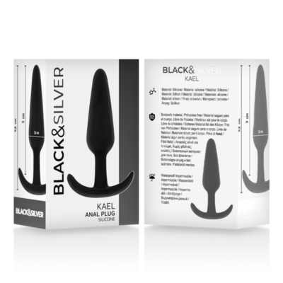 BLACK&SILVER - PLUG ANAL DE SILICONE KAEL COM CABO MÉDIO 9 Black&silver - plug anal de silicone kael com cabo médio black&silver caliente. Pt