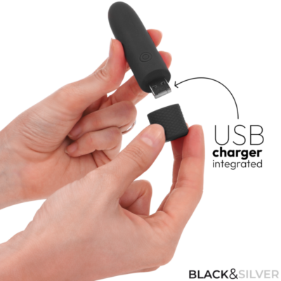 Black & silver - geri usb recarregável vibratória bullet 8 vibrações preto 10 x 2,2 cm black&silver caliente. Pt
