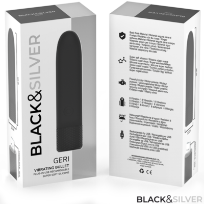 Black & silver - geri usb recarregável vibratória bullet 8 vibrações preto 10 x 2,2 cm black&silver caliente. Pt
