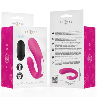 Intense - janet dual estimulador em u e vibrador com controle remoto rosa intense couples toys caliente. Pt
