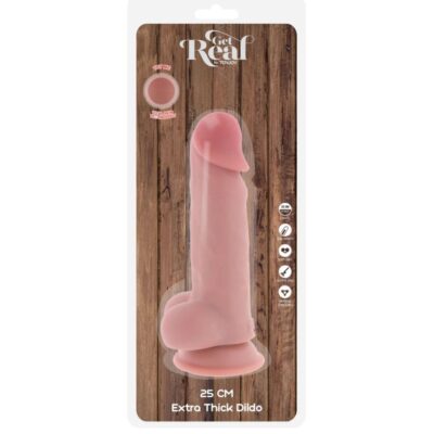 Get real - pênis realista de luxo com testículos extra grossos de 25 cm get real caliente. Pt