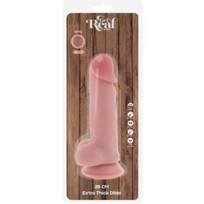 Get real - pênis realista de luxo com testículos extra grosso de 28 cm get real caliente. Pt