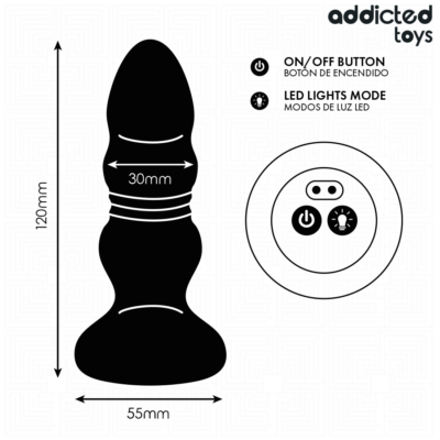 Addicted toys - plug anal giratório vibratório com luz led e controle remoto addicted toys caliente. Pt