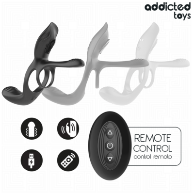 Addicted toys - anel peniano duplo com estimulador clitórico addicted toys caliente. Pt