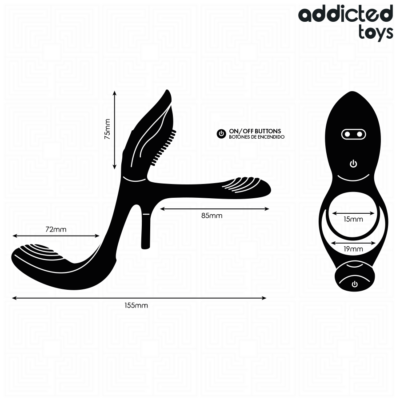 Addicted toys - anel peniano duplo com estimulador clitórico addicted toys caliente. Pt