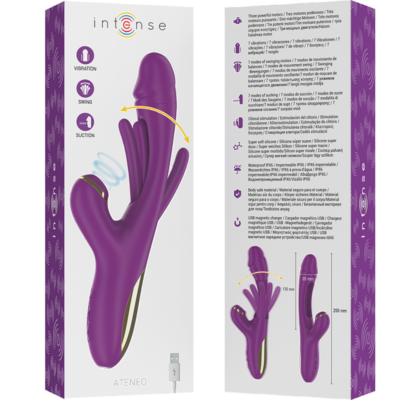 Intense - ateneo vibrador multifunções recarregável 7 vibrações com língua oscilante e sucção roxa intense high tech caliente. Pt