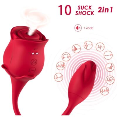 Alternative view of ARMONY - SUCKER DE CLITÓRIS ROSA E VIBRADOR 10 MODOS VERMELHO
