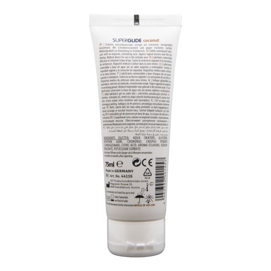 HOT - SUPERGLIDE LUBRIFICANTE COMESTÍVEL À BASE DE ÁGUA COM COCO 75 ML 2 Hot - superglide lubrificante comestível à base de água com coco 75 ml - image 2