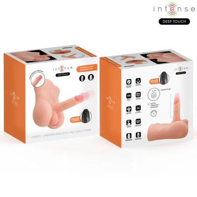 Intense deep touch - torso damien com dildo realista com função de pressão e vibração, controle remoto, 3,5 kg intense bodies & masturbators caliente. Pt