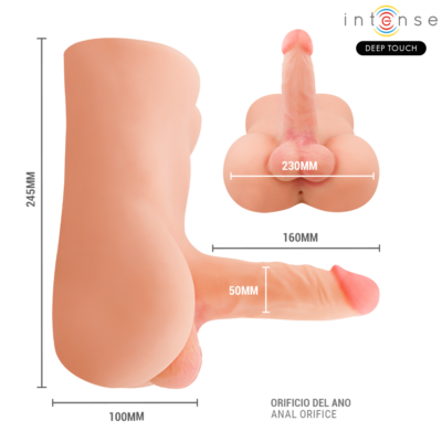 Intense deep touch - torso damien com dildo realista com função de pressão e vibração, controle remoto, 3,5 kg intense bodies & masturbators caliente. Pt